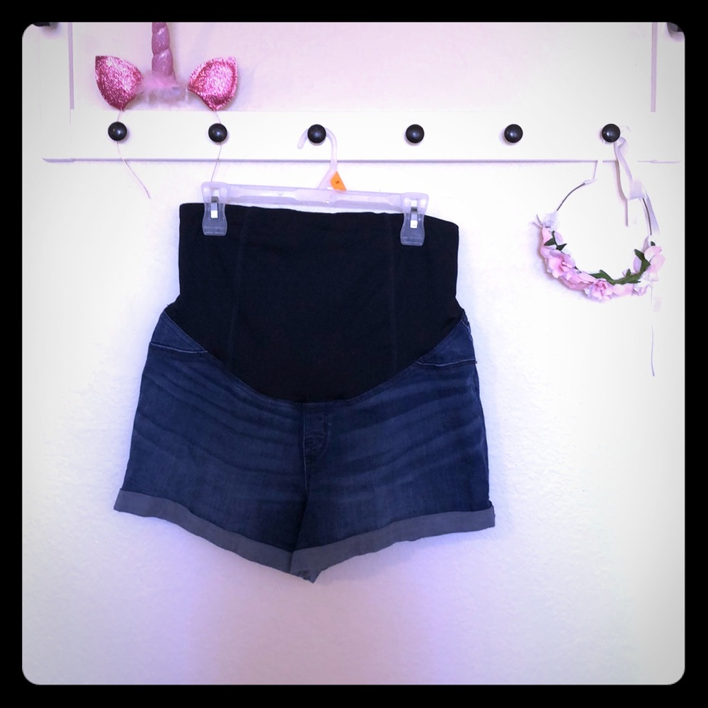 Blue denim jean shorts maternity size 12